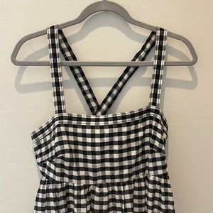 J. Crew Black and White Gingham Midi Dress